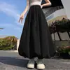 Saia Versátil de Cintura Alta para Meninas 2026 Novo Estilo de Verão Saia Floral de Cor Sólida Saia Longa Vestido de Verão Infantil