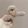 Pinza para el pelo de peluche con forma de corazón, Pinza grande de tiburón linda para otoño e invierno, Accesorio para el pelo para peinar la parte posterior de la cabeza y sujetar el flequillo