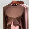 Camiseta Térmica de Cuello Redondo para Mujer, Nuevo Estilo Primavera/Verano 2026, Forro Polar Integrado por Ambos Lados, Engrosada, Corte Ajustado, Manga Larga, Ropa Interior