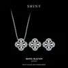 Colar Brincos Trevo de Quatro Folhas Prata de Lei S925 Moissanite Clássico Moda Estrela Mesmo Estilo Design de Alto Padrão Conjunto Transfronteiriço