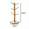 Estante para tazas con forma de árbol de bambú, estante de almacenamiento de tazas para sala de estar y cocina, estante de almacenamiento de tazas de café de madera para escritorio al por mayor