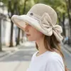 Sombrero de paja de protección solar de verano con ala ancha y pajarita, sombrero de sol para mujer para exteriores, vacaciones en la playa, protección UV