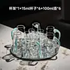 Juego de Copas de Cristal para Licores de Lujo Ligero con Decantador de Borde Dorado, Vasos de Chupito de Estilo Sencillo, Copas en Forma de Bala y Copas para Licores