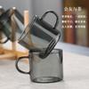 Taza de té pequeña de vidrio, de lujo, color gris ahumado, pequeña taza de té, juego de té de kung fu resistente al calor para el hogar, juego de tazas de té