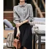 Camisa de encaje a cuadros estilo francés, elegante camisa para mujer, top de manga larga para mujer Sijiqing Hangzhou verano 2026