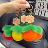Lindo llavero de coche con pelo de conejo rex de imitación de caqui, colgante de bola de peluche de caqui para mochila escolar, regalo colgante