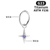 Pendientes de aleación de titanio F136 con colgante de estrella de cuatro puntas, circonita microincrustada, pendientes de botón superbrillantes, joyería para piercing de personalidad dulce y cool, venta al por mayor