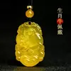 Colgante zodiacal de ágata amarilla auténtica para hombres y mujeres, calcedonia zodiacal del año de nacimiento, joyería de jade del caballo del zodiaco