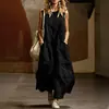 Vestido de algodón y lino sin mangas, holgado, sencillo, con bolsillo, para mujer, primavera-verano, sitio independiente de Amazon transfronterizo europeo y americano