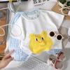 Conjunto de Camiseta y Pantalones de Algodón Puro para Niños, Conjunto de Dos Piezas de Verano para Niñas, Pantalones a Cuadros de Manga Corta para Bebé, Compra Transfronteriza