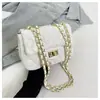 Bolsa Transversal para Mulheres 2025 Nova Moda Europeia e Americana Versátil Acolchoada com Corrente Bolsa Quadrada Pequena de Ombro Transversal para Mulheres