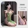 Lingerie jacquard plus size, com decote em V profundo, um design de costas estiloso e uma linda abertura nas costas. Jacquard inspirado em bambu e jade com adornos de pérolas, semelhante a um uniforme cheongsam.