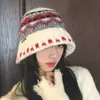 Chapéu de Lã Tricotado Jacquard Retrô para Mulheres no Outono e Inverno Estilo Fair Isle Chapéu de Pescador Quente para Exterior Chapéu de Balde de Alta Qualidade