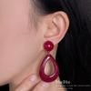 Brincos de Clipe para Incenso de Mosquito Ancora Vermelho Vintage Francês Banhados a Ouro Real Ear Clip High-grade Light Luxury Vinho Tinto Estilo Hong Kong sem Furos na Orelha