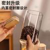 Frasco Hermético a Prueba de Humedad de Vidrio de Borosilicato Alto con Tapa Cuadrada de Bambú, Frasco de Almacenamiento Doméstico para Té, Frutas Secas y Granos