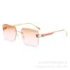 Gafas de sol sin montura de moda 2025 para hombre, tendencia europea y americana, con personalidad recortada, gafas de sol de color gelatina, fabricantes al por mayor para mujer
