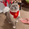 Cachecol de Gato, Gola Bandana de Lã Fofa para Filhote, Acessórios Quentes para Cachorro, Cachecol Vermelho Festivo de Ano Novo para Pet