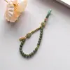 Chaveiro de Juta See Fulu de Jade Branco Natural com Formato de Cabaça, Cordão de Pulso, Cordão Verde Avançado para Capa de Celular para Homens e Mulheres