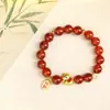 Pulsera de Ágata Roja Natural para Mujer, Año Nuevo, Año del Caballo, Pulsera del Año del Zodiaco, Caballo del Zodiaco, Joyería de Regalo con Cuentas Rojas de la Fortuna
