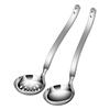 Juego de cucharas para olla caliente de acero inoxidable 304 al por mayor, cuchara de sopa gruesa extendida, colador, una sola pieza, utensilios de cocina para cocinar