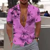 2024 Nueva Camisa de Manga Corta Estilo Hawái para Comercio Exterior con Estampado Digital 3D para Hombre Casual Talla Grande Camisa de Playa