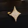 Novo produto transfronteiriço: Colar de Estrela de Quatro Pontas Cravejado de Diamantes, Brincos de Zircônia de Alta Qualidade da Moda Europeia e Americana, Anel de Luxo Leve