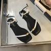 Sandalias de Moda Estilo Hada con Falda, Sandalias de una Tira con Hebilla para Mujer, Nuevos Zapatos Planos Romanos Versátiles Slip-On de Verano 2026