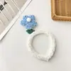 Faixa de Cabeça Fofa de Lã de Cordeiro com Flor para Mulheres, Faixa de Cabeça de Pelúcia Antiderrapante para Outono e Inverno, para Lavar o Rosto e Aplicar Máscaras Faciais