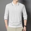 Camiseta Masculina de Manga Longa Nova para Meia-Estação Primavera e Outono Casual de Negócios Lapela para Homens de Meia-Idade Roupa de Pai Camisa Polo Top
