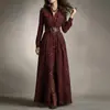 Comercio Exterior Transfronterizo 2026 Ropa Europea y Americana para Mujer, Nuevo Estilo de Verano Vestido Acampanado con Mangas de Linterna Estampadas Cuello Solapa Ceñido a la Cintura