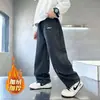 Pantalones de forro polar para niños, cálidos de invierno, nuevo estilo 2025 para niños mayores, con forro polar integrado, de pana, engrosados, largos, para usar en invierno