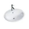 Lavabo Oval para Baño Semi-empotrado Doméstico Taichung Cerámica Integrada Lavabo para Baño