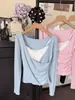 Conjunto de Dos Piezas Ruoxin Camiseta Casual de Manga Larga con Cuello Cruzado en V Camisola de Encaje con Cuello en V Chaleco de Espalda Cruzada Conjunto de Dos Piezas en Capas