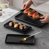 Plato Rectangular de Cerámica Negro Mate Creativo para Restaurante Plato para Sushi Plato para Alitas de Pollo Plato para Desayuno Plato para Postre Plato de Presentación para Comida Occidental