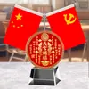 Pequeño adorno de escritorio con bandera roja para el hogar, la oficina, la sala de conferencias, el escritorio; adorno de bandera roja de cinco estrellas; Adorno de "La Bendición del Oficial Celestial"