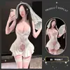 Vestido de Noiva Sexy Noite Dourada qqny Tentação Body com Abertura no Gancho Sedução Interesse Sexual Lingerie Erótica Desejo Puro Uniforme Saia Doce