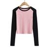 Otoño e Invierno nueva ropa europea y americana para mujer hombro combinación de colores manga larga slim camiseta top S11722