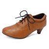 Zapatos de una sola capa para mujer Brock Primavera y Otoño Estilo Británico Retro Tacón con Patrón de Madera Tacón Grueso Tacón Alto Cordones Delanteros Zapatos Casuales Flor Quemada Zapatos para Mujer