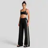 Conjunto de Yoga con Bloques de Color Transfronterizo Cuello Halter Espalda Hermosa Sujetador Deportivo Correr al Aire Libre Casual Patchwork Conjunto de Pantalones Rectos
