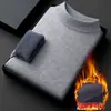 2024 Suéter de punto cálido acolchado de color sólido de terciopelo de una pieza de angora suéter de cuello medio para jóvenes hombres una generación de pelo