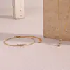 Pulsera Joyería de Moda Simple y Elegante Acero Inoxidable Chapado en Oro de 18K Colgante de Bambú con Tres Diamantes Collar Venta al por Mayor