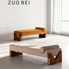 Banqueta para Cambiar Zapatos de Madera Maciza Estilo Nórdico, Banco al Pie de la Cama para Dormitorio, Banco Largo para Sala de Estar, Silla de Ocio para Entrada del Hogar, Banco Sofá de Tela