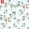 Tela de Algodón Estampada de 60 Hilos, Estilo Tradicional con Figuras de Damas, Adecuada para Vestidos de Mujer y Niña, Tela de Algodón para Ropa, Al por Mayor en Stock