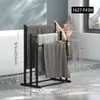 Estante de toallas independiente transfronterizo, perchero de metal sin taladro con ganchos, estante de toallas para bañera, estante de almacenamiento para baño