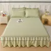 Modelo Nuevo 2026 Juego de Tres Piezas de Falda de Cama de Encaje Imitación de Algodón de Alta Calidad, Falda de Cama de Encaje Estilo Princesa Coreana de Algodón Lavado, Exclusivo de Transmisión en Vivo