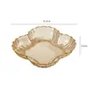 Plato de frutas lujoso y elegante con bordes dorados transparentes para frutas secas y dulces, adecuado para mesa de centro de sala de estar, mesa de comedor de cocina y plato de hueso