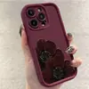 Capa Durável Matte Vermelho Vinho Padrão Floral para Celular Apple 17 iPhone 18 Pro Max Capa Protetora Fosca Atacado