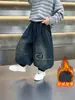 Ropa de Invierno para Niños Pantalones de Mezclilla Estilo Linterna con Forro de Terciopelo Estilo Coreano Pantalones Casuales Sueltos de Terciopelo de Una Pieza para Niños Pantalones Largos para Bebé Comercio Exterior