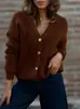 Cárdigan de punto cruzado europeo y americano con cuello en V ajustado para mujer, nuevo abrigo suéter elegante para mujer otoño 2026