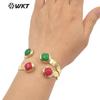 WT-B640 Moda Europea y Americana Doble Gema Irregular Latón Pulsera Ajustable Hip Hop Rock Joyería Accesorios